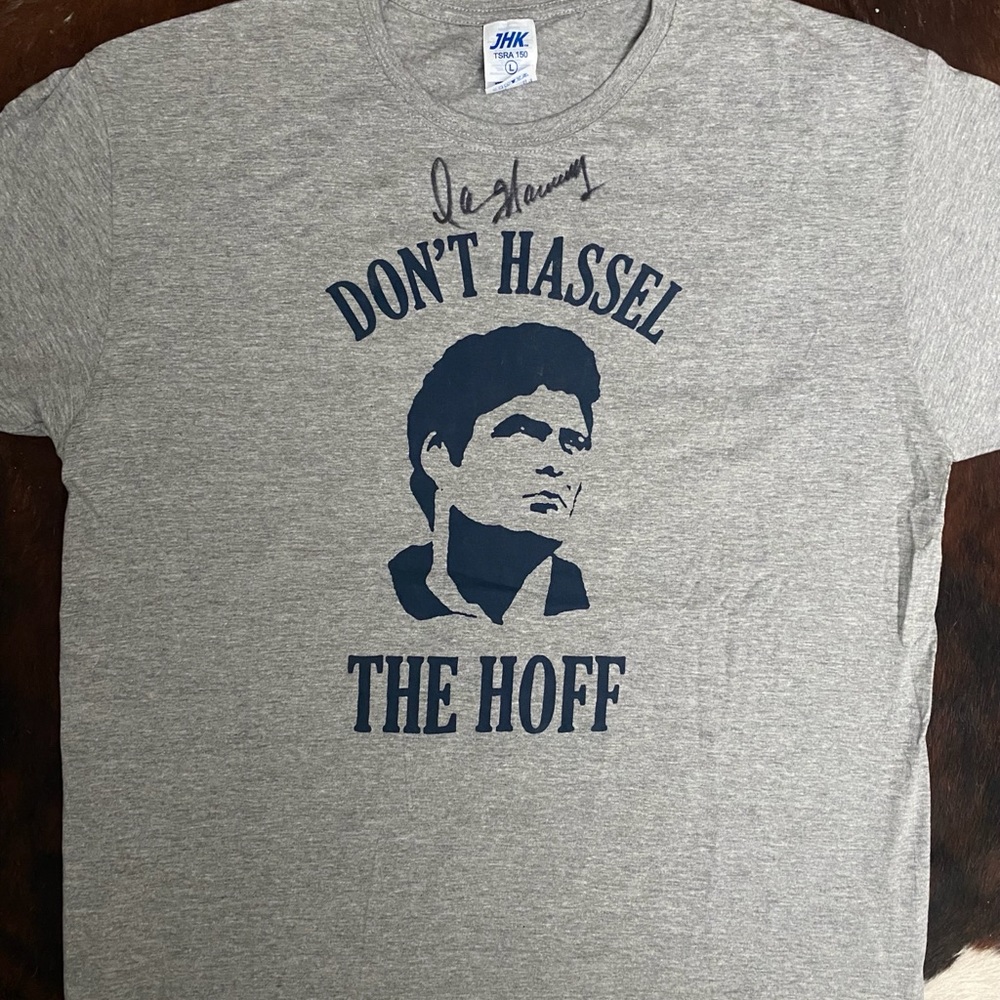 Autographed David Hasslehoff Grey T Shirt- New